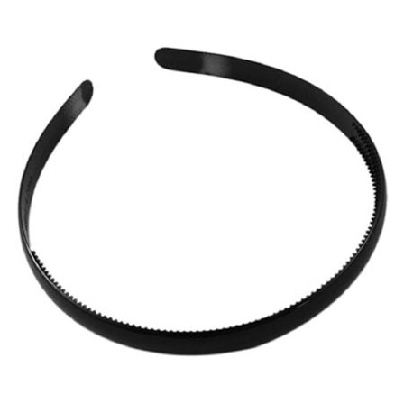 *Svart taggat smal plast diadem 8 mm. bred