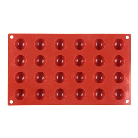 Mini 24-hullers halvcirkelformet silikoneform, 1 pakke halvkugleformede silikonebageforme til fremstilling af gelé, chokolade og kage