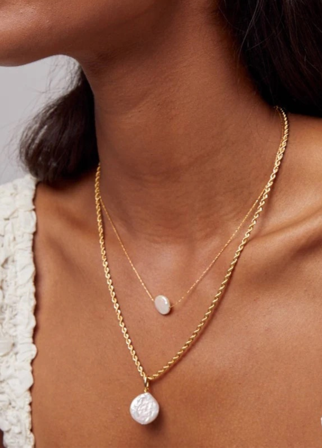 Orelia Flat Pearl Necklace - One Size