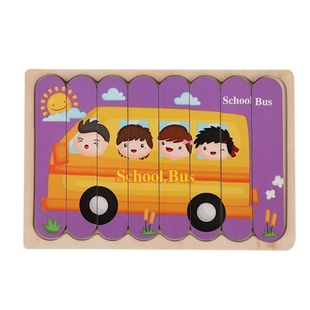 Dobbeltsidig puslespillstripe i tre, form pedagogisk læringsleketøy 4