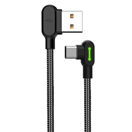 McDodo CA-5280 USB-C-kabel med vinklede stik, 0,5 m sort