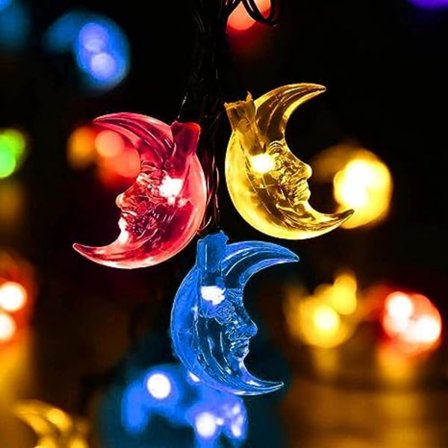 Solcelledrevet julelyskæde 15,4ft 20 LED solcelledrevet måne udendørs vandtæt drevet fe lyskæde til hjem havefester terrasse gård juletræ