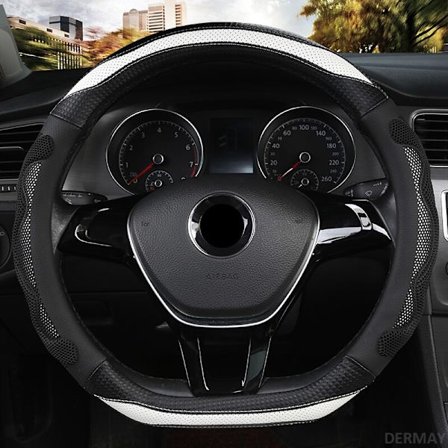 (D-form Vit) Rattmuff för Skoda Octavia A5 A7 Rapid Spaceback Fabia Kodiaq Superb YETI Karoq Kamiq 2005-2019