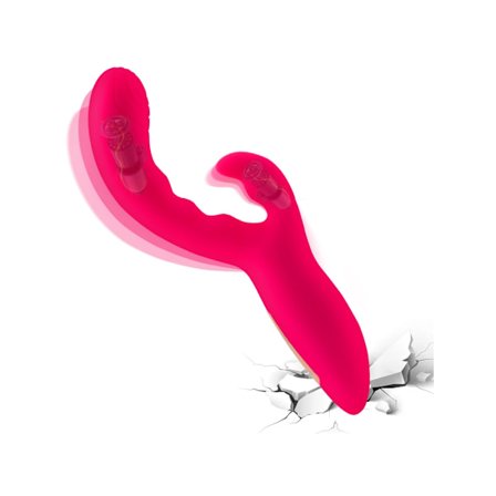 16 Frekvens Silikon Massage Vibrator för Kvinnor (Rosröd)
