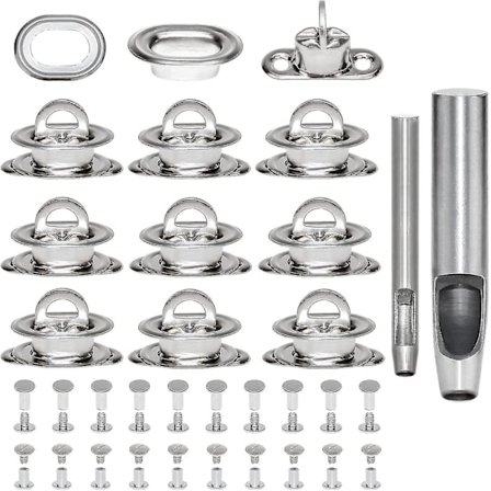 Ovalformade vridlås i nickelfärgad mässing för presenning med verktyg, öljetter för presenning i tyg, gör-det-själv-hantverk, läderplånbok