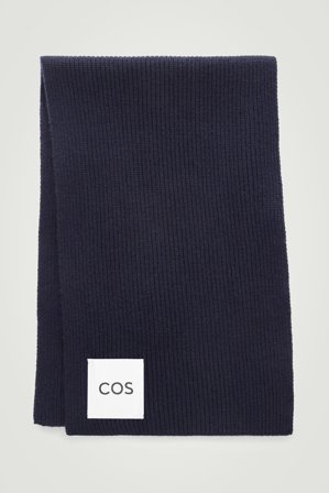 COS Men's Ribbed Wool And Cashmere Scarf in Blue