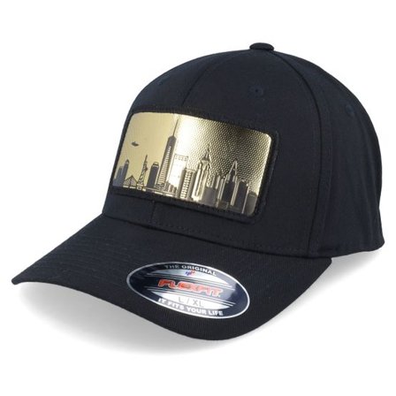 Iconic - Svart flexfit Keps - New York Gold Patch Black Flexfit @ Hatstore