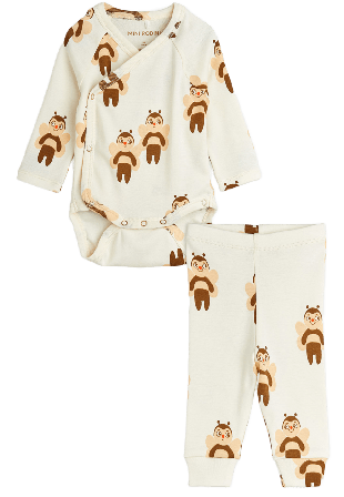 Mini Rodini Bees Set För Nyfödd Underdelar Unisex Vit 56