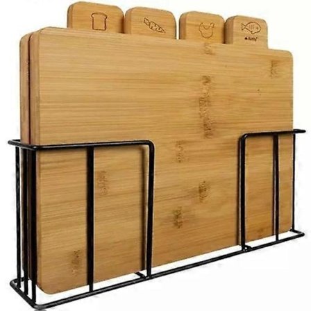 Tilbud! Skærebræt med stativ - Bambus - 5 stk.