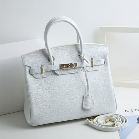 Damer Lærveske Første Lag Ku Skinn Tote Bag Pendler Crossbody Veske - Ren Hvit