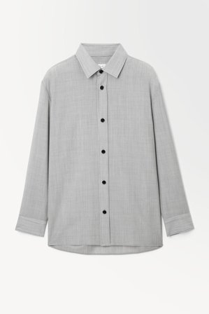 COS Men's The Tailored Wool Shirt in Black