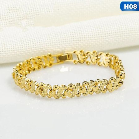 24 K pläterade Dubai guldarmband Armband Love Heart Armband Kvinna Bijoux Alla hjärtans dag present