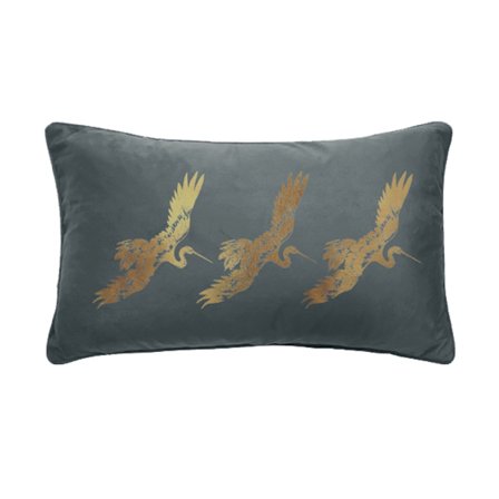 Samettinen tyyny 30x50cm, harmaa kultaisilla yksityiskohdilla