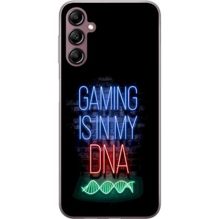 Kompatibel Mobilcover til Samsung Galaxy A14 5G Portræt af Viktor Gyökeres i grøn skjorte med løvemotiv og intens grøn atmosfære