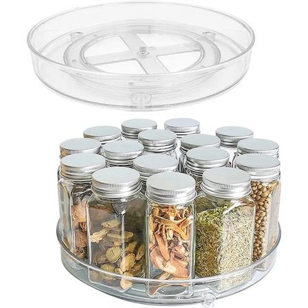 Drejeskivearrangør til køkken, 23,5 cm/9,25'' drejeskive til krydderier, 360° roterende bakke til køleskab, rund køkkenhylde drejeskive