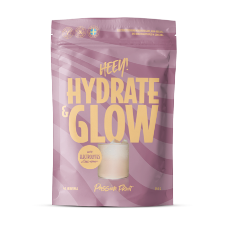 Heey! Hydrate & Glow Elektrolytter + Coll-egan , Passion Fruit, 240 g