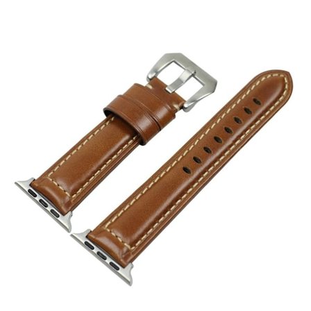 Apple Watch Series 4 44mm älykäs nahkanauha - Vaalean Ruskea