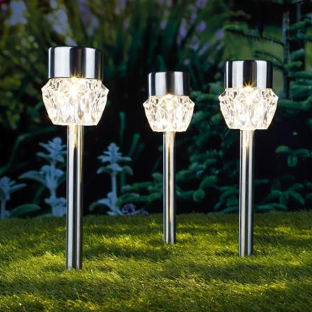 Hi Soldrivna Led-stiglampor 3 St Kristall Multifärg