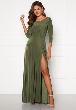 Goddiva Elegant Maxi Dress Olive Klær