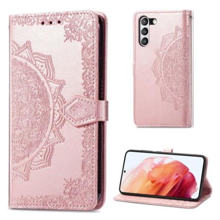 Mandala Samsung Galaxy S21 FE Läppäkotelo - Ruusukulta Pink