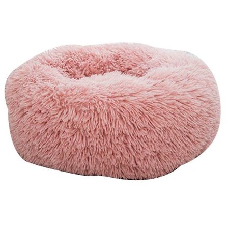 Pyöreä 35cm tummanharmaa kissanpeti koiranpeti donitsi pehmeä nahka vaaleanpunainen KLB