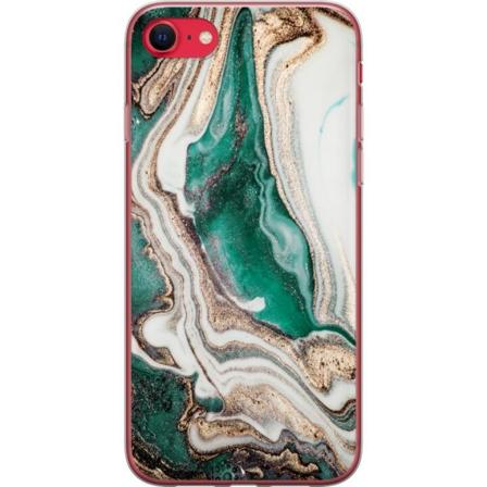 Apple iPhone 8 Gjennomsiktig deksel Grønn/Gull marmor