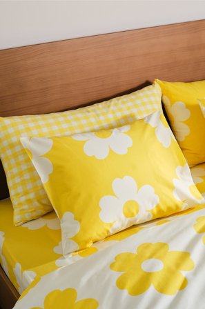 Jotex - Putetrekk 50x70 Cm Gul/naturhvit - WERNER - Kjøp Putevar hos Jotex