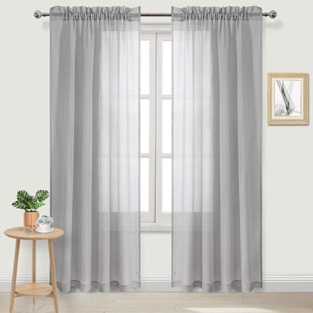 Harmaat tylliverhot, puoliksi läpinäkyvät tylliverhot makuuhuoneeseen ja olohuoneeseen, 137 x 213 cm, 2 kpl