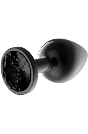 Metalic Butt Plug mit schwarzem Juwel S