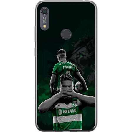 Yhteensopiva Puhelinkuori Huawei Y6s (2019) Neonmotiivi, jossa teksti "Gaming is in my DNA" sinisenä ja punaisena tiiliseinällä, jossa loistava DNA-sp