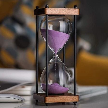 Trebunns kvadratisk glass timeglass 60 minutter Interessant tidtaker Hjempynt Kjøkken timeglass Timemåler