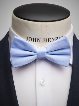 John Henric Men's Light Blue Bow Tie Cotton Size Pre-tied