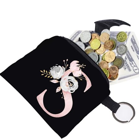 Canvas Initialer Mynt Kort Ficka Plånbok Pengahållare för Kvinnor Män Barn