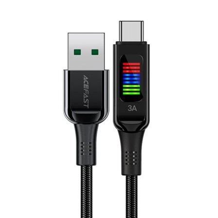 Acefast C7-04 USB-A USB-C 60W 1,2 m kabel med display - sort