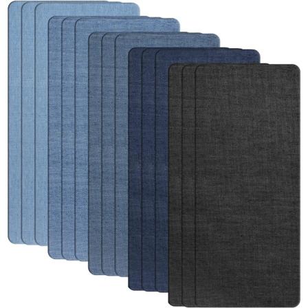15 stycken strykjärnslappar, stort lappkit 28×12,5 cm, denim Fa