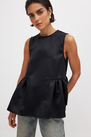 NA-KD Haut volumineux à col montant - Hauts sans manches - Noir - EU 32