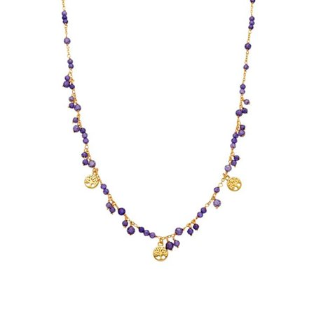 Collier Luxenter med violet krystal og 18k guld finish - Totez