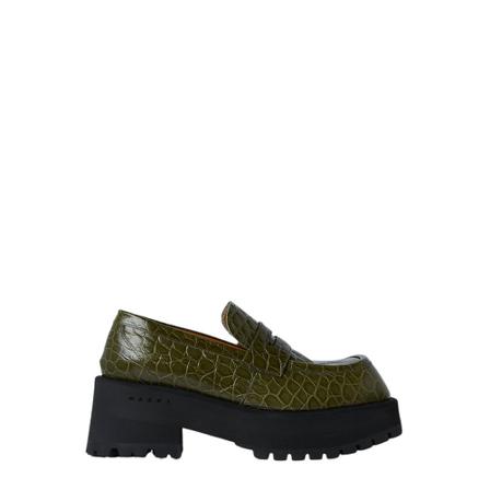 Marni Croc Embossed Moccasins Grøn, Dame Pumps, Størrelse: 38 EU