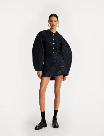 ROTATE Birger Christensen Boucle Short Jacket - Blue - 38