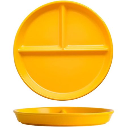 Porselensdelt tallerken, moderne stil, rund, 1 gjenbrukbar 20,2 cm tallerken for desserter, frukt, snacks, forretter Yellow