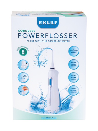 Ekulf Powerflosser Cordless Elektrisk munnskyller, 1 stk.