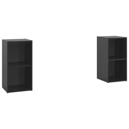 Vidaxl Tv-skåp 2 St Svart Högglans 72x35x36,5 Cm Konstruerat Trä Svart