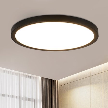 NETTLIFE LED Taklampa ? 30 cm - 24 W, Svart, 3000 K - Modern Belysning för Kök, Badrum, Hall, Sovrum