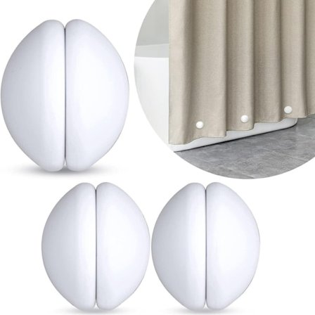 Duschdraperivikter, silikonbelagda starka duschdraperimagneter, förhindrar att duschdraperiet blåser 3 par vita