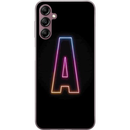Yhteensopiva Puhelinkuori Samsung Samsung Galaxy A14 5G Minimalistinen neonkirjain A sateenkaarenvärisessä valossa mustaa taustaa vasten modernissa