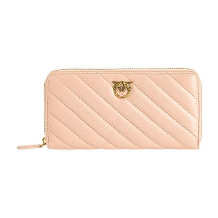 Pinko Love Birds zip-around quiltet tegnebog Pink, Dame Punge og Kortholder, Størrelse: ONE Size