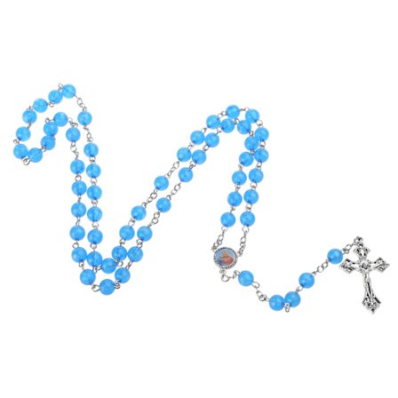 Rosenkrans perler lysende halskæde Religiøs bøn Gave Glow in the Dark Jesus