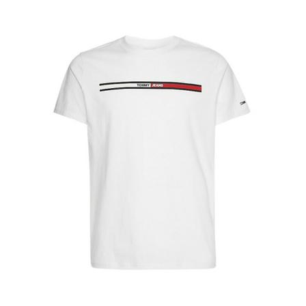 Tommy Jeans, T-Shirt Essential Flag Wit, Heren, Maat:L
