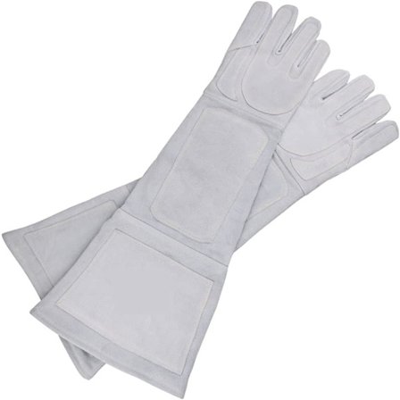 Ultrapitkät eläinten puremalta suojaavat käsineet, paksu nahka, puremanesto