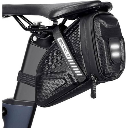 (Svart) Vanntett sykkelveske for sete, bakre sykkelveske med refleksstriper, sykkeltilbehør for oppbevaring